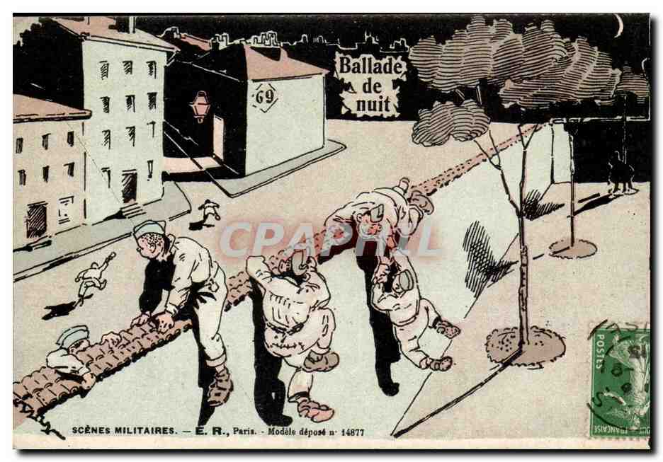 CPA Militaria Ballade de nuit