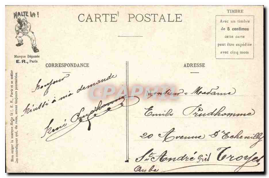 CPA Militaria Ballade de nuit — Rückseite