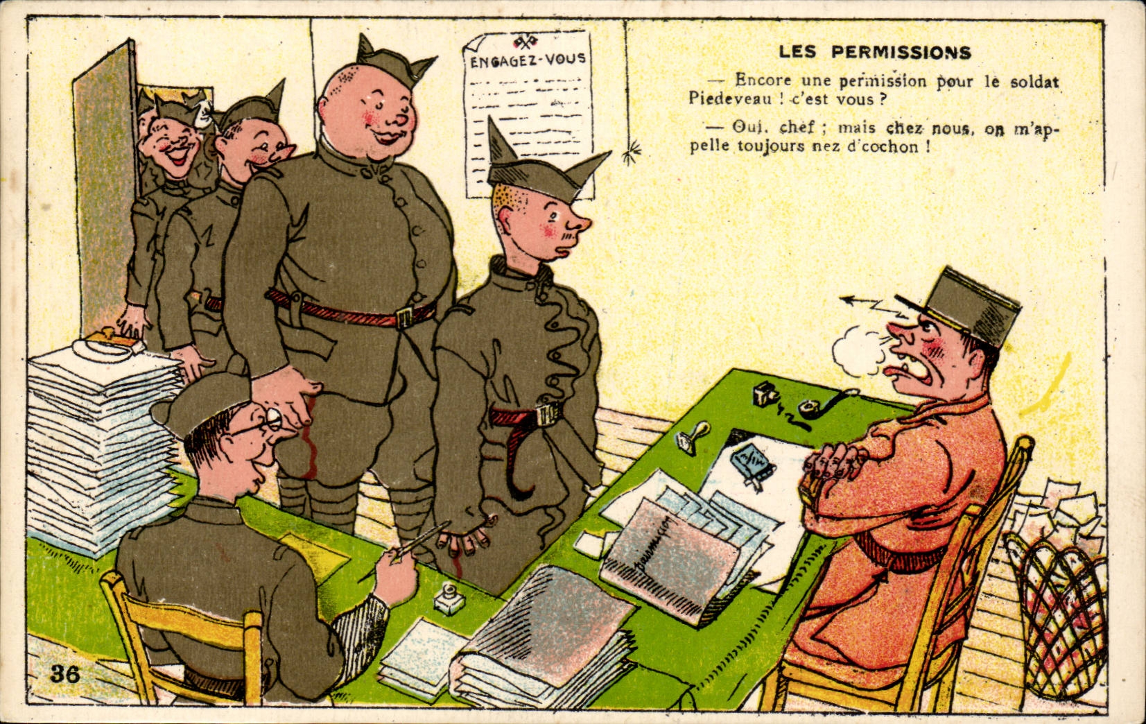 CPA Militaria Les permissions