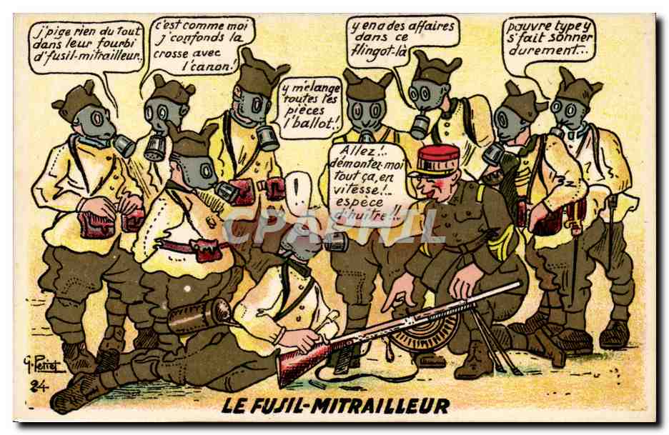 CPA Militaria Le fusil mitrailleur