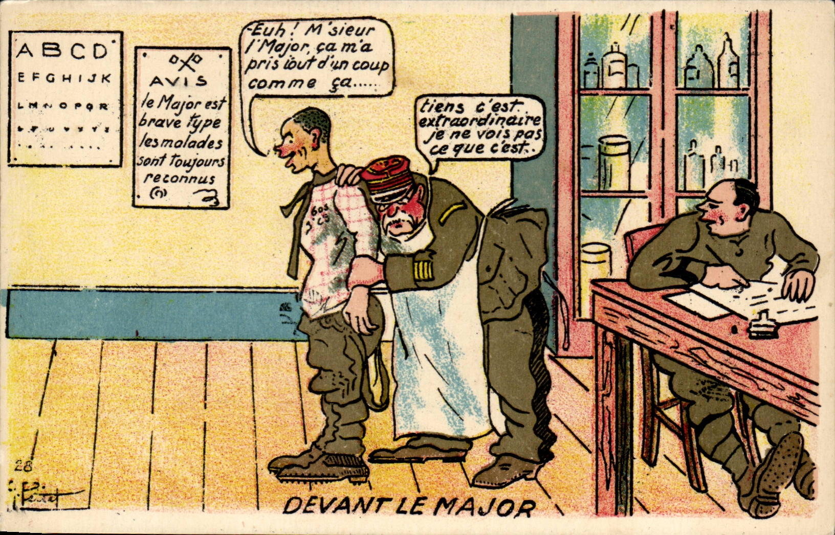 CPA Militaria Devant le major (docteur)
