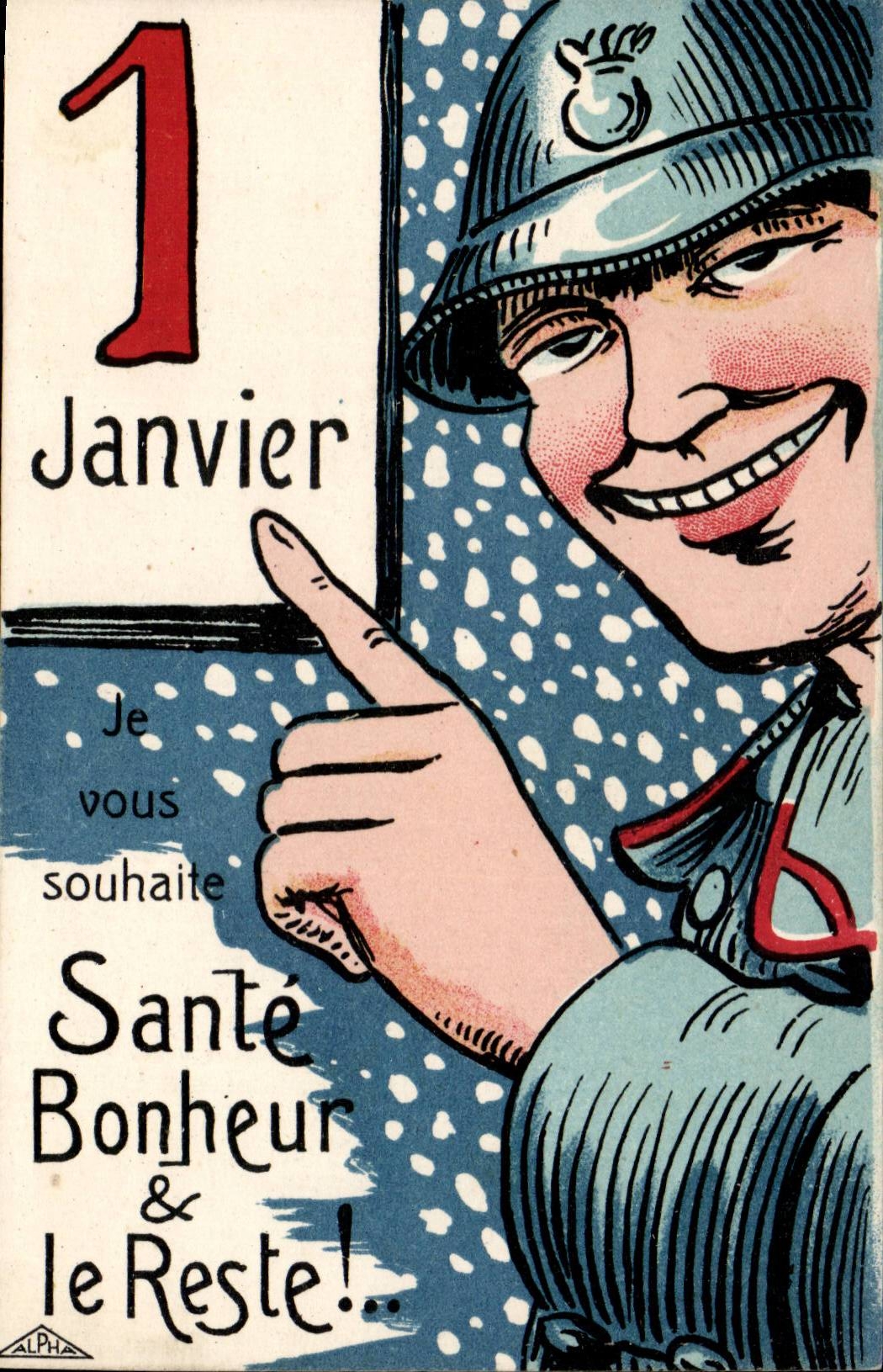 CPA Militaria Sante Bonheur et le reste (1er janvier)