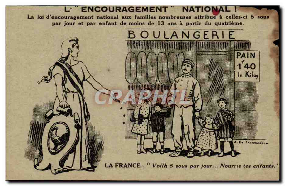 CPA Militaria L'encouragment national Voila 5 sous par jour Nourris tes enfants SEmeuse