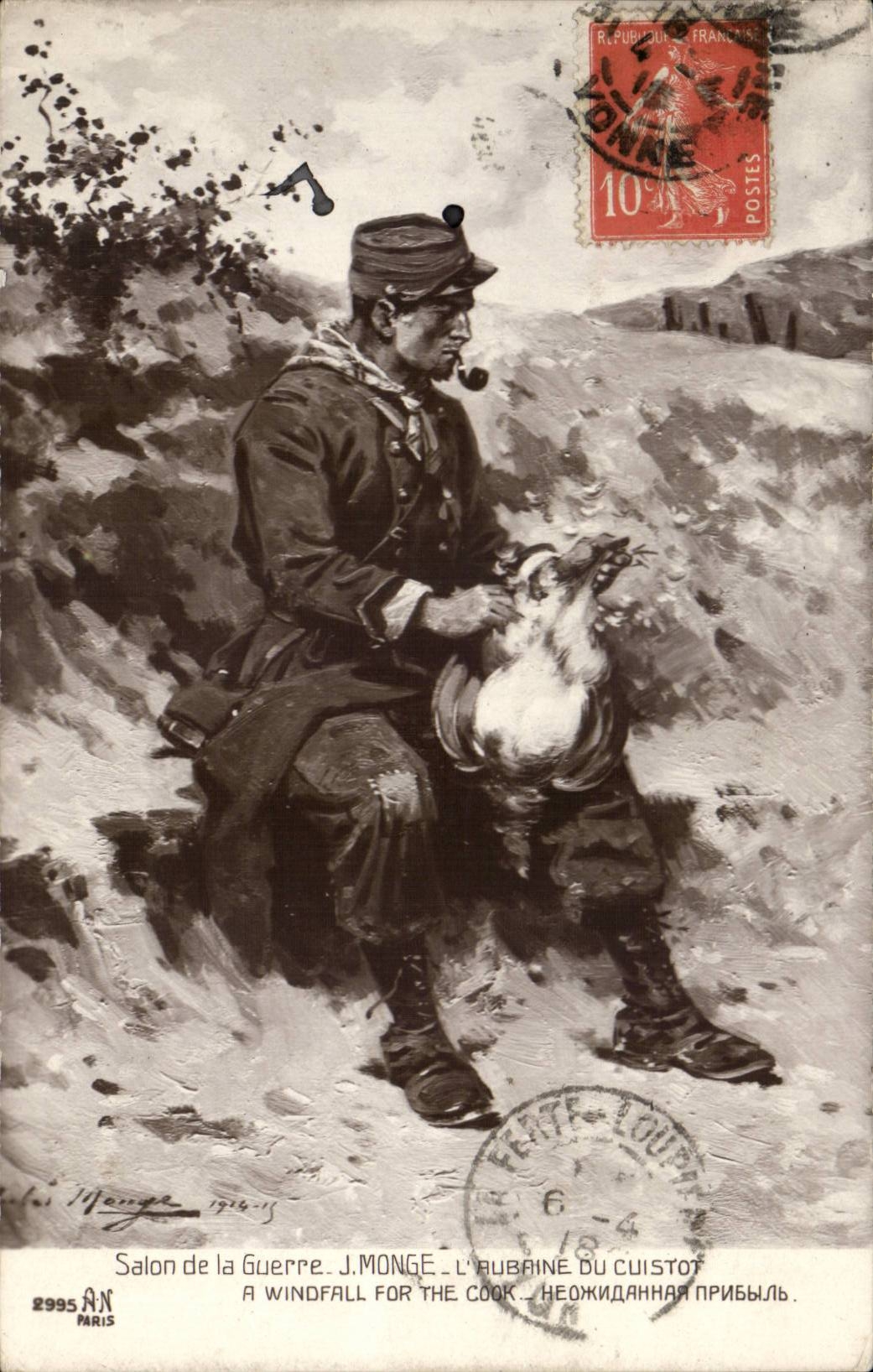 CPA Militaria Soldat SAlon de la guerre Monge L'aubaine du cuistot