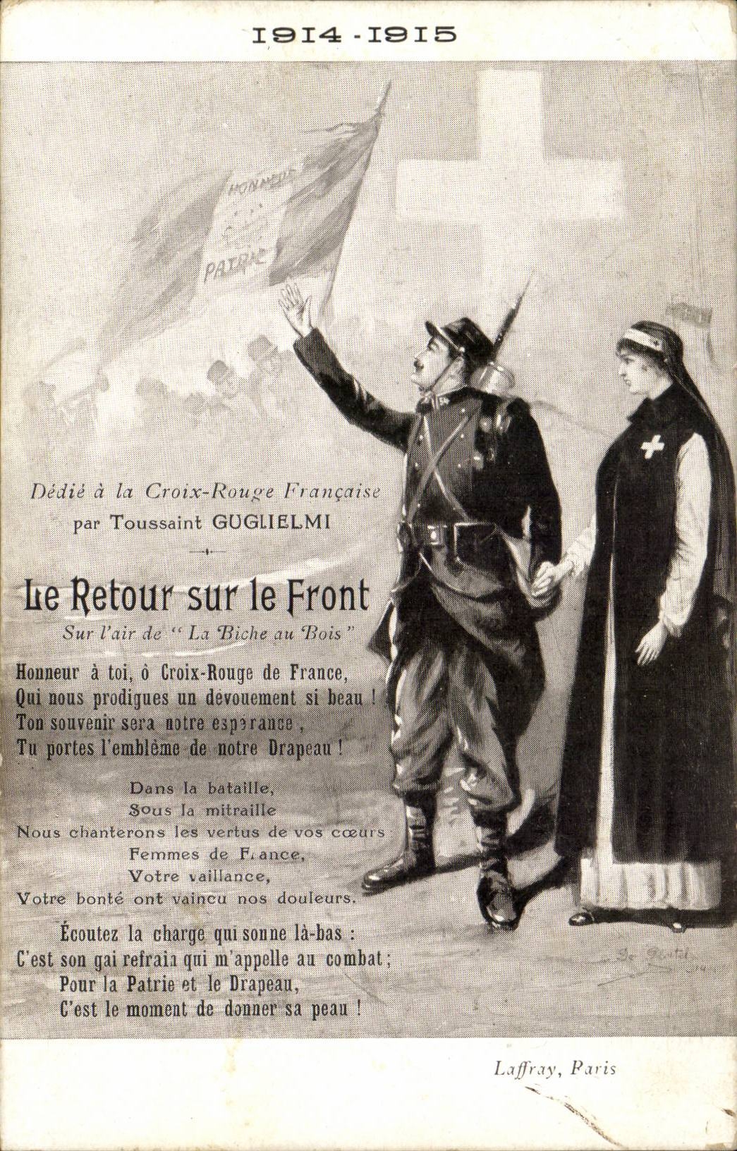 CPA Militaria Le retour sur le front (infirmiere croix rouge)