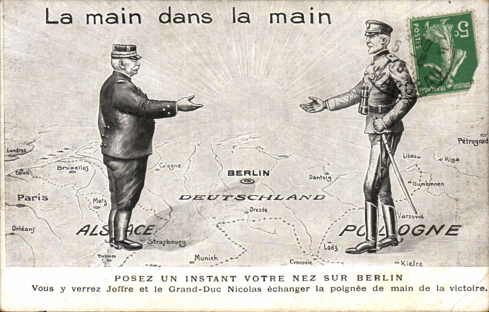 La main dans la main — caricature politique — Imp. de Vaugirard, Paris
