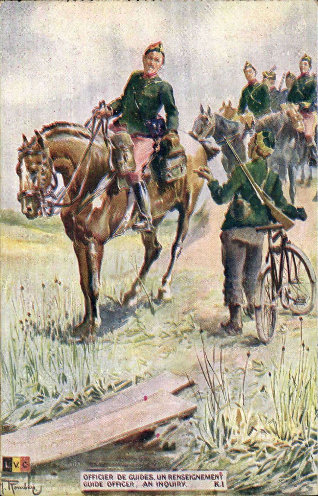 CPA Militaria officier de guides Un renseignement (armee belge velo cycliste)