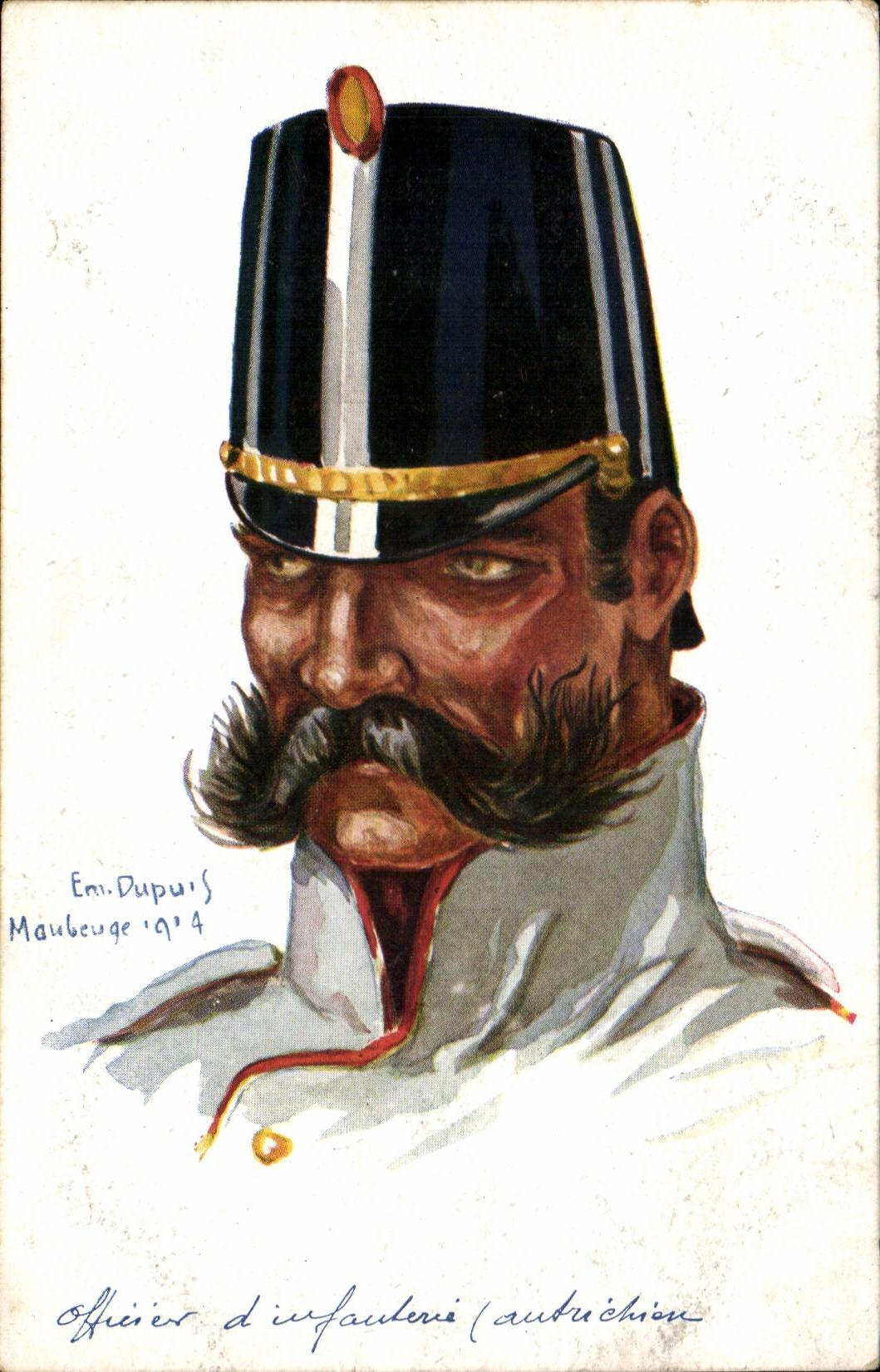 CPA Militaria officier d'infaterie autrichienne Maubeuge