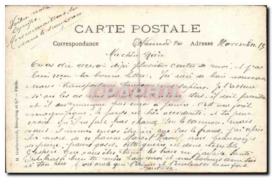 Groupe de soldats et véhicules militaires — Éditeur : CPAPHIL, n° de série non visible — Reverso