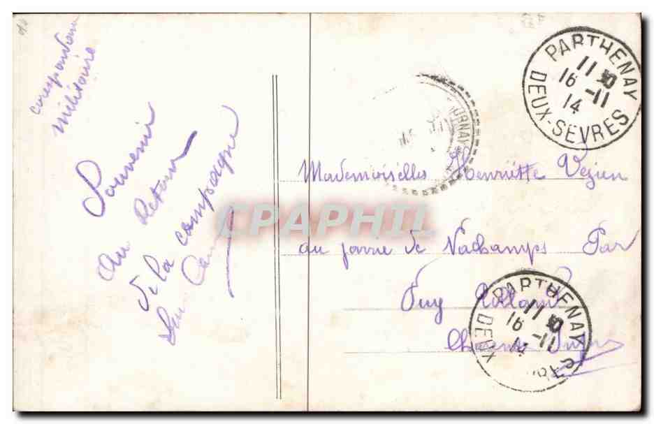 CPA Militaria Gloire et devouement 1914 — Verso