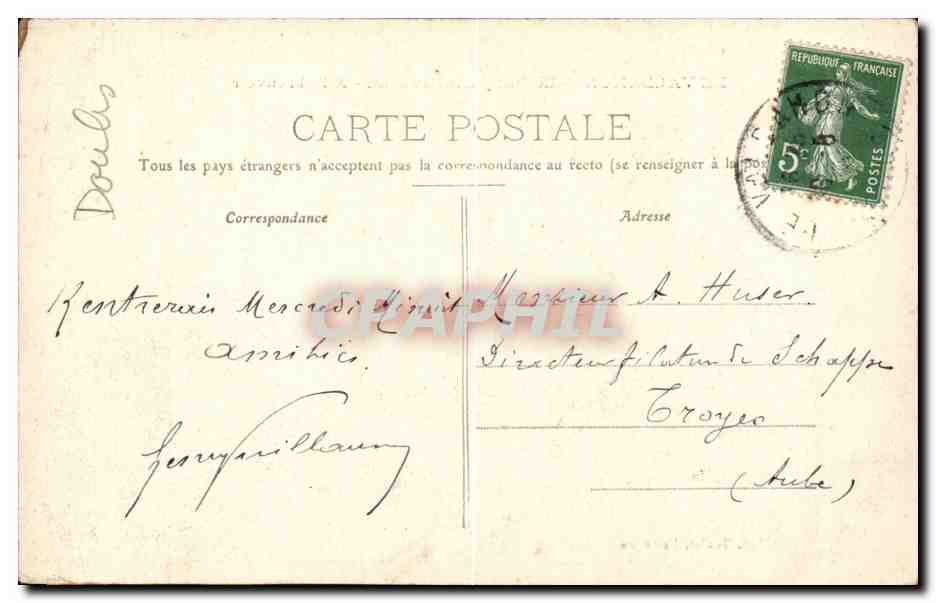 CPA Militaria Le Valdahon Le camp d'instruction a l'abreuvoir (cheval chevaux) — Rückseite