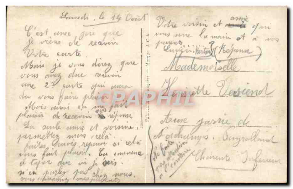 CPA Militaria Mes plus douces pensees — Rückseite