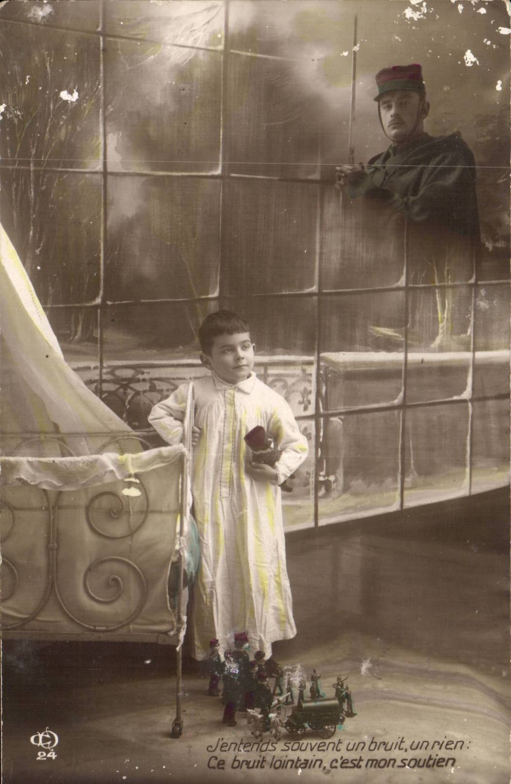 CPA Militaria Enfant et pere soldat