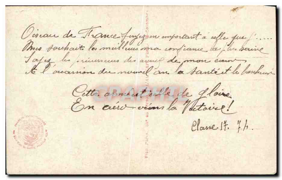 CPA Militaria Avion Oiseau de France — Rückseite