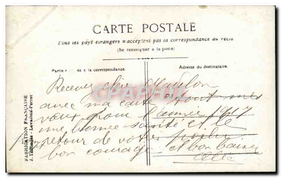 CPA Militaria CAlendrier de l'amour — Rückseite