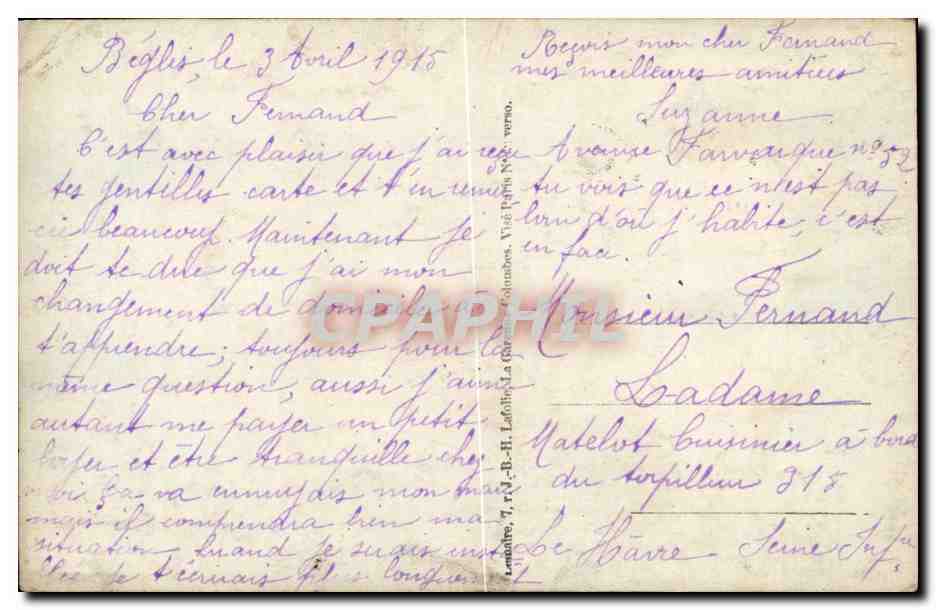 Trèfle de France — talisman de bonheur — éditeur non identifié — Verso