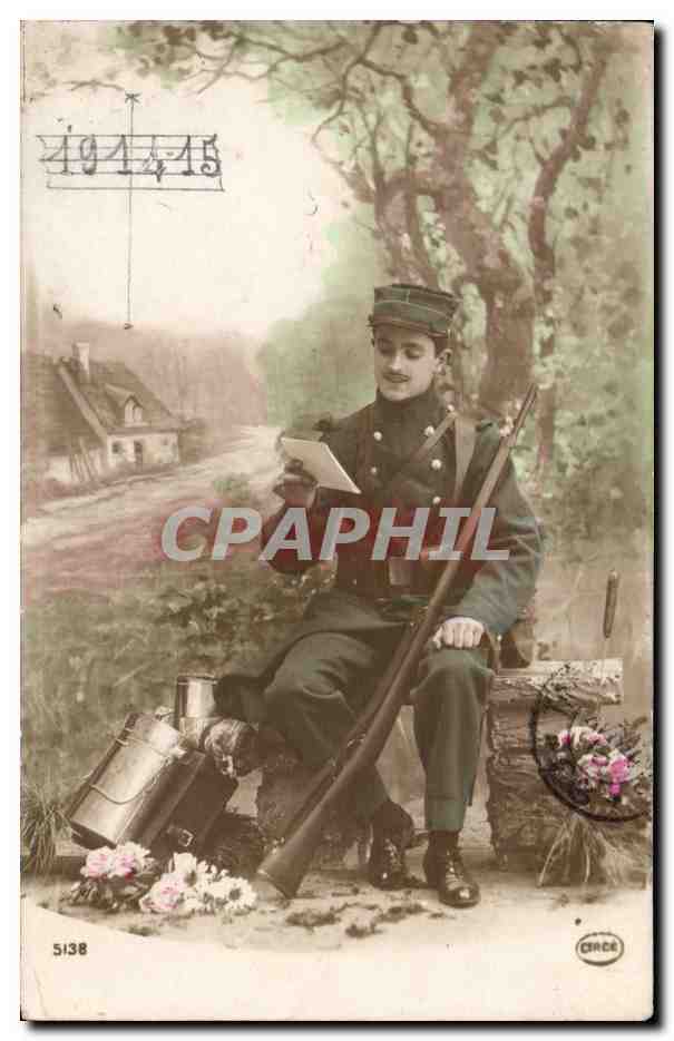 Soldat en uniforme — lisant une lettre — éditeur Cince, n° 5138