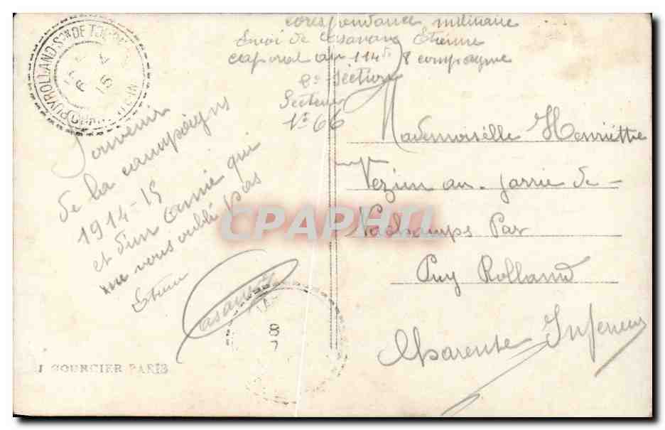 Soldat en uniforme — lisant une lettre — éditeur Cince, n° 5138 — Verso