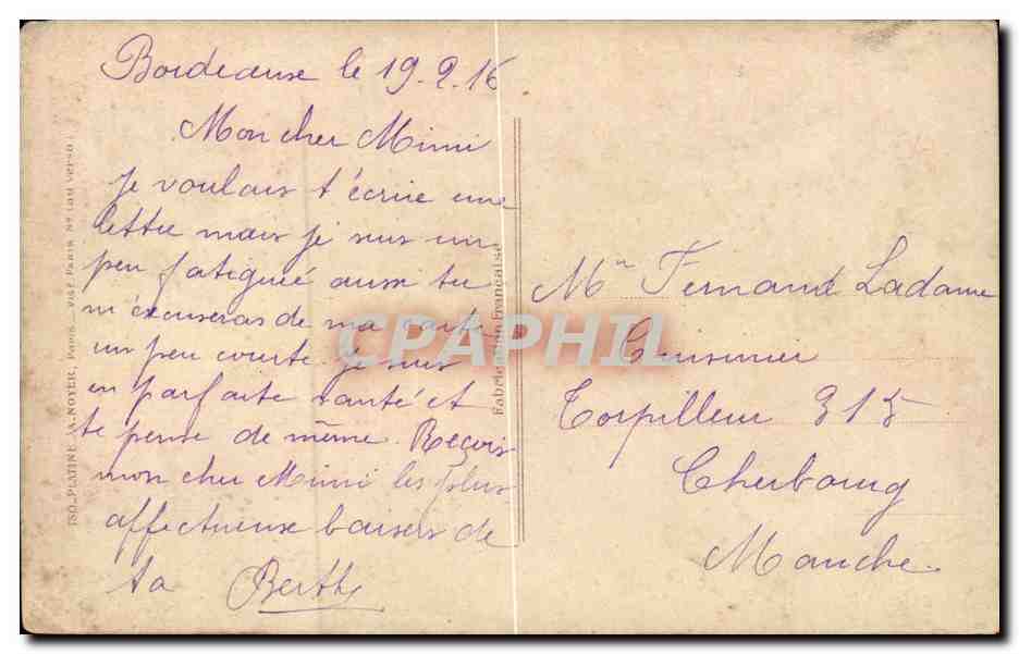 CPA Militaria Femme soldat — Rückseite