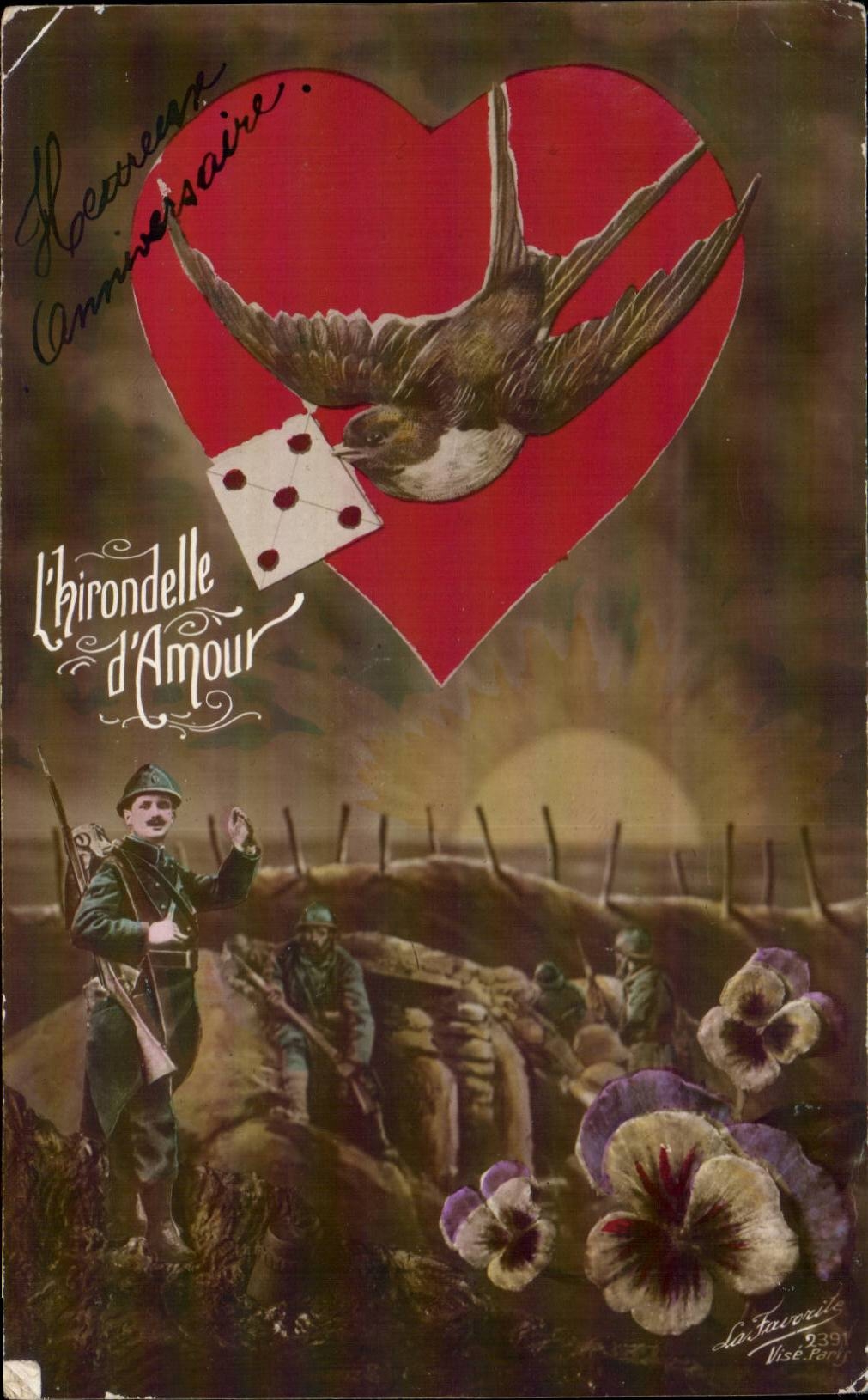L'hirondelle d'Amour — Soldats en tranchée — La Favourite, Visé, Paris, n° 939