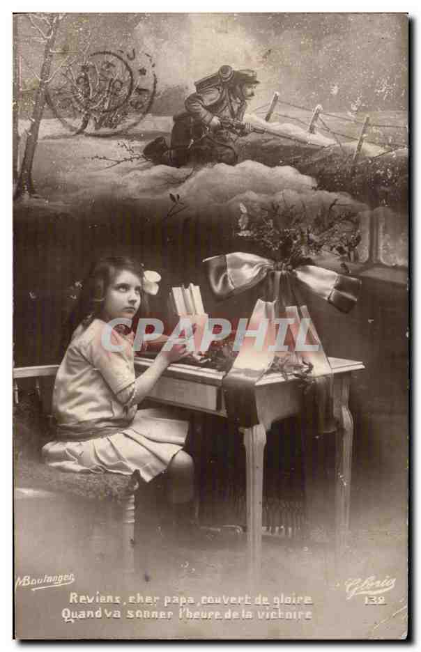 CPA Militaria Enfant revant a son bureau