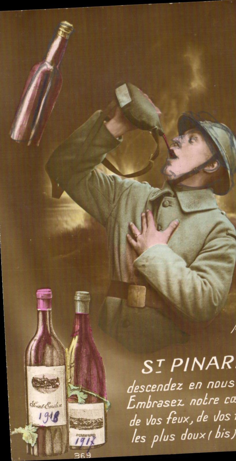 CPA Militaria Soldat St Pinar (alcool vin)