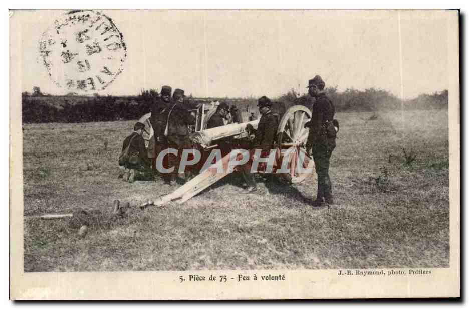 CPA Militaria L'artillerie francaise Piece de 75 FEu a volonte