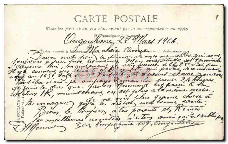 Soldat du 10e Régiment d'Infanterie — Souvenir — IDÉR, n°66 — Verso