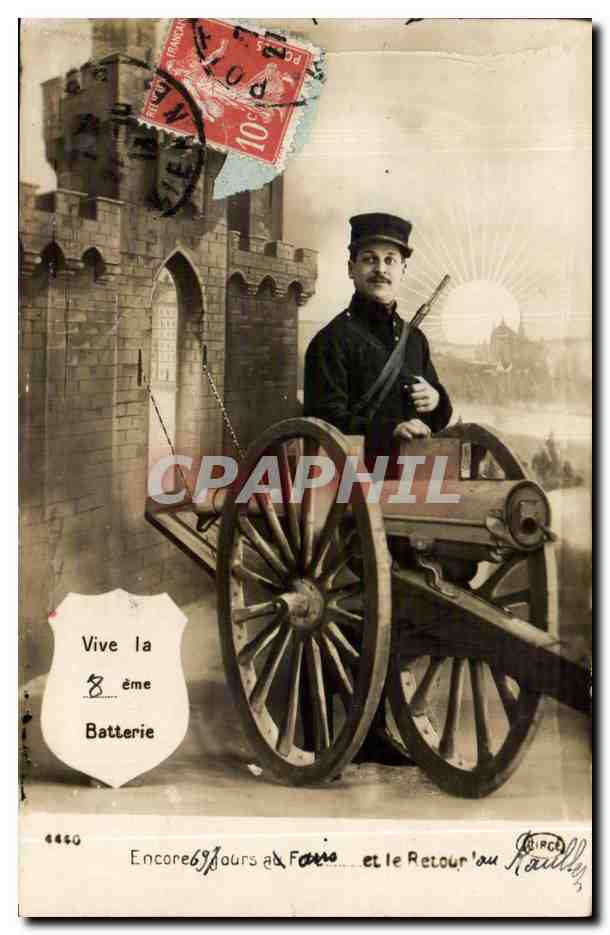 CPA Militaria Soldat Vive la 8eme batterie (canon)