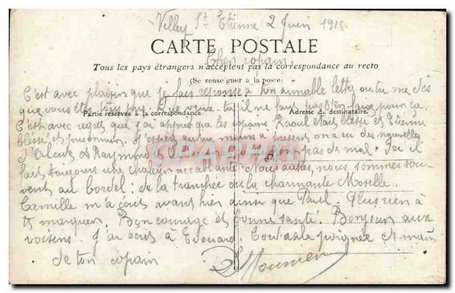 CPA Militaria Soldat litanies de la tranchee — Rückseite