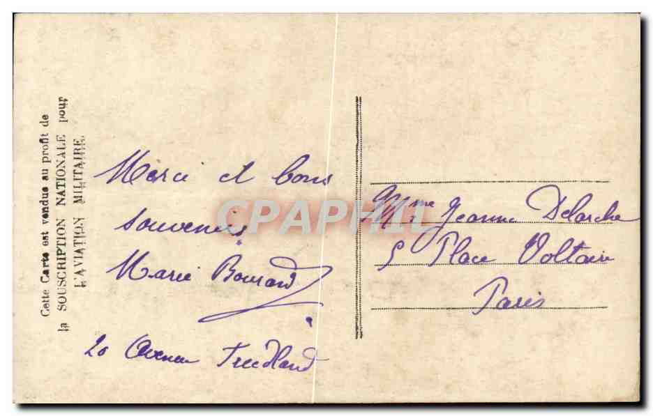 CPA Militaria Femme et avions — Rückseite