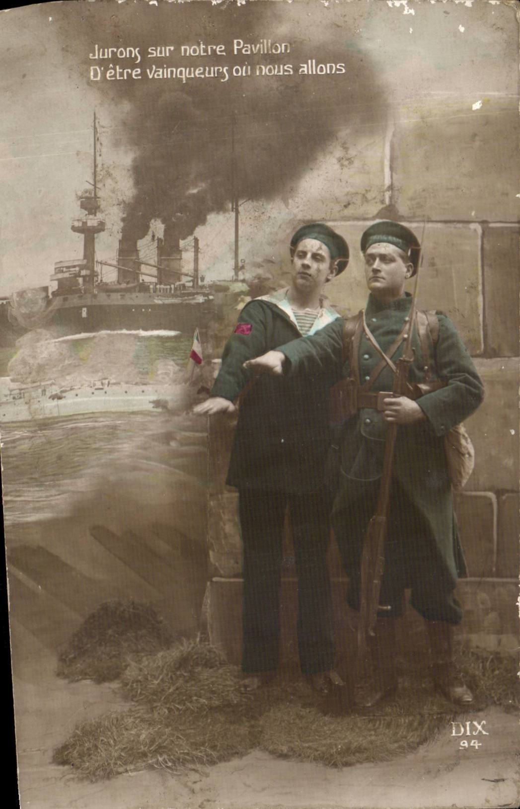 Deux soldats devant un navire — DIX 94