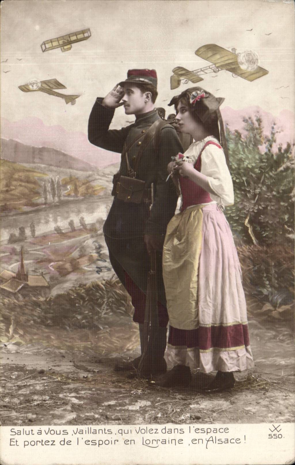 CPA Militaria Soldat Alsace Lorraine (avions)