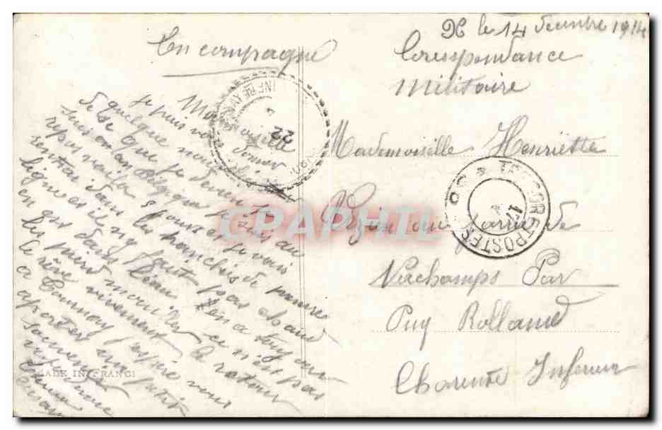 CPA Militaria Soldat Alsace Lorraine (avions) — Verso