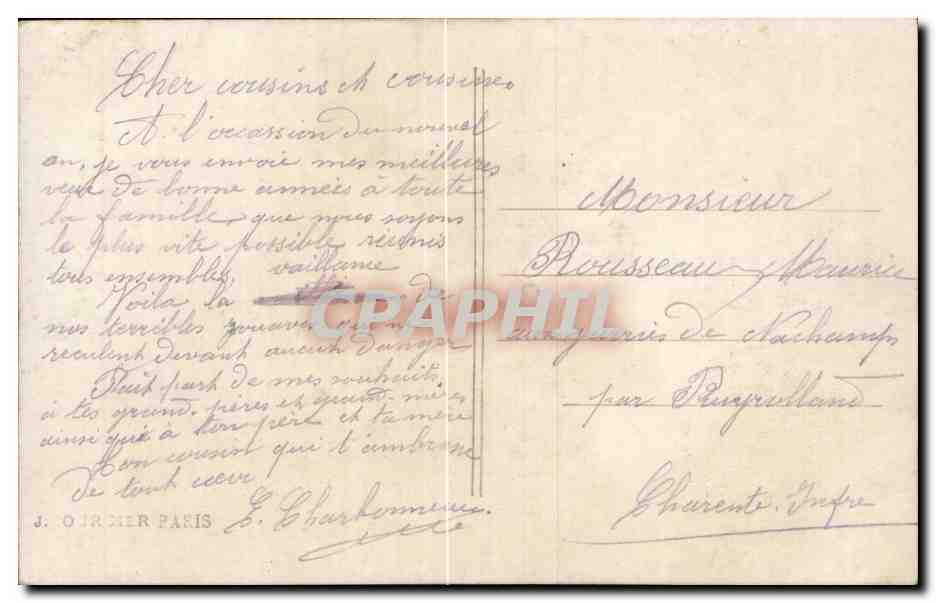 Zouaves en embuscade — Guerre 1914 — J. Courcier, Paris — Reverso
