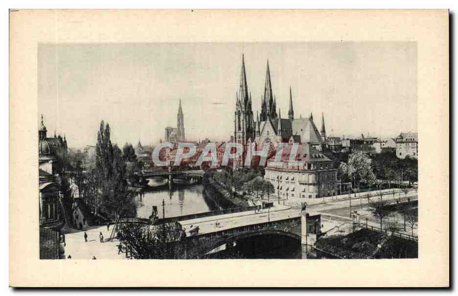 CPA Strasbourg l'eglise Saint Paul et la cathedrale