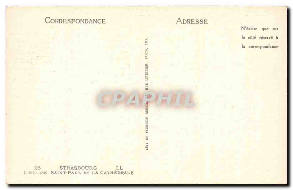 CPA Strasbourg l'eglise Saint Paul et la cathedrale — Rückseite