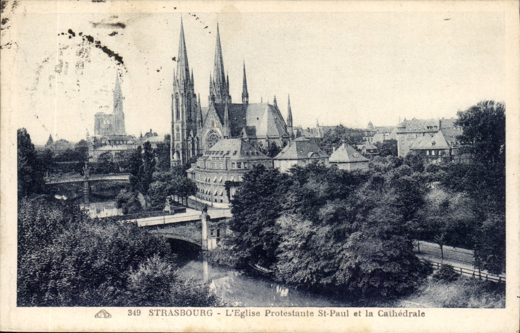 CPA Strasbourg L'eglise protestante St Paul et la cathedrale