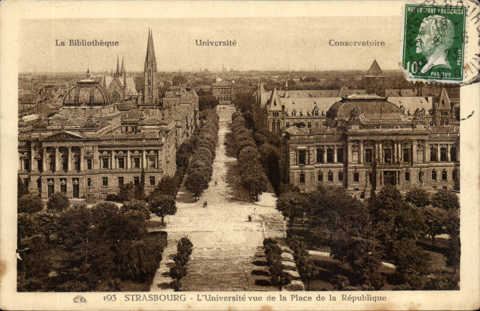 CPA Strasbourg L'universite vue de la place de la Republique