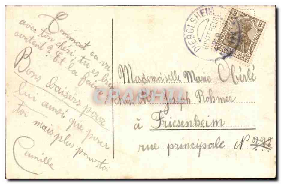 Strasbourg CPA Souvenir d'Alsace Lorraine Alsacienne (coiffe costume folklore) — Verso