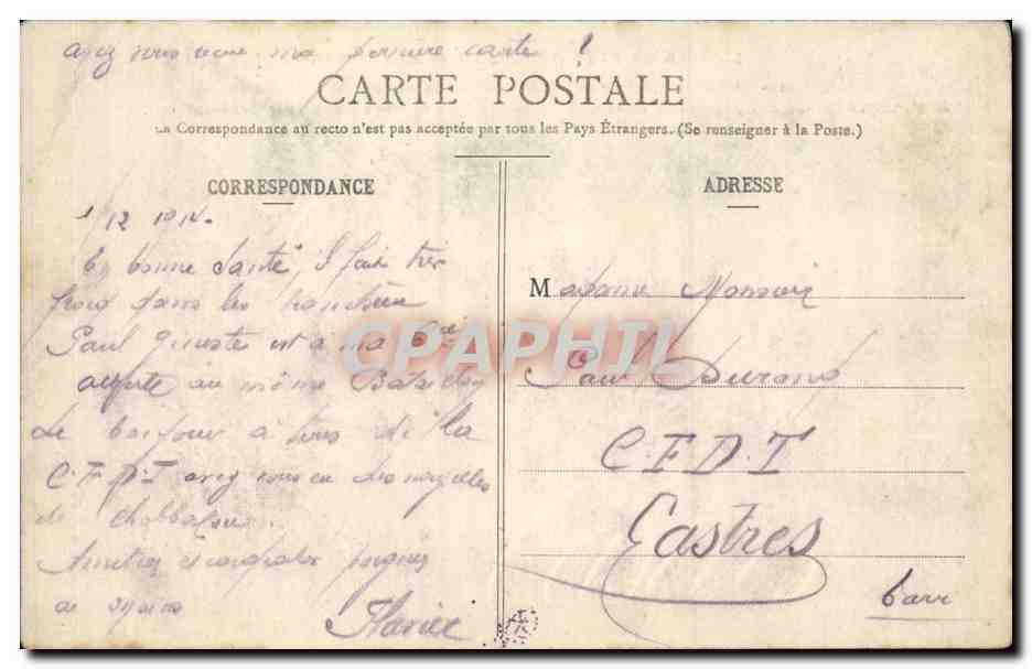 Saverne CPA Vue generale prise de la montee du Hoh Barr — Rückseite
