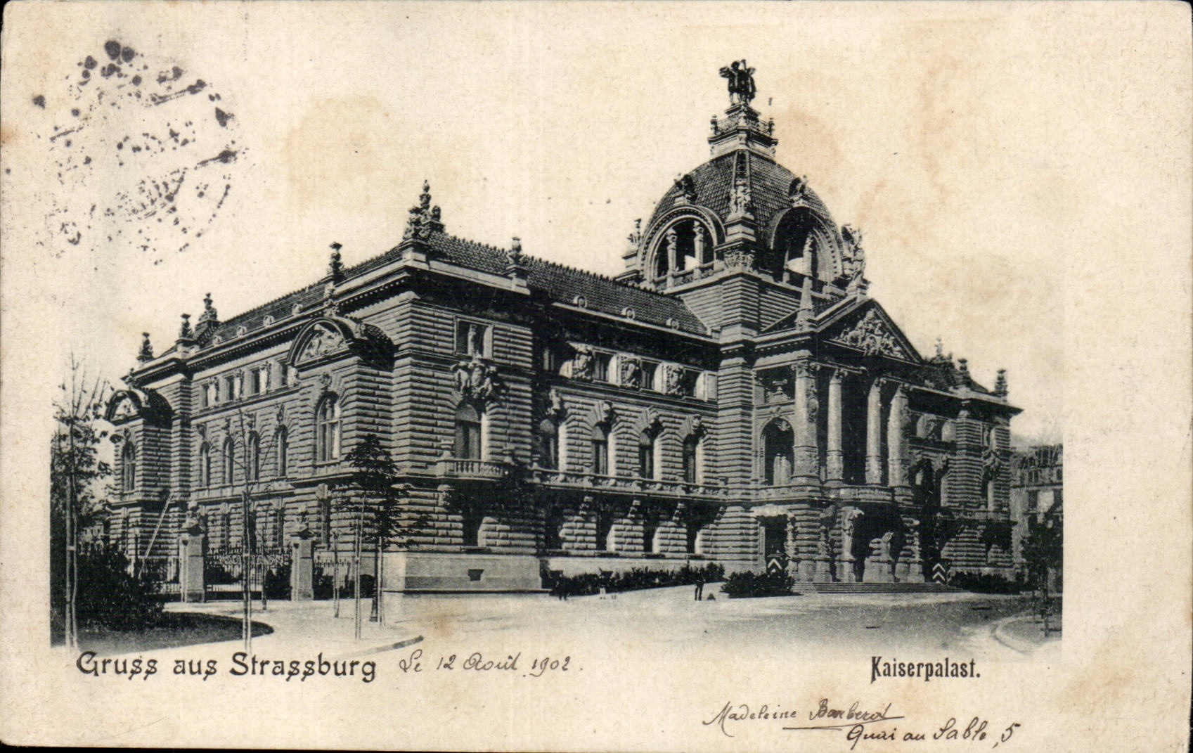 CPA GRuss aus Strasburg kaiserpalast