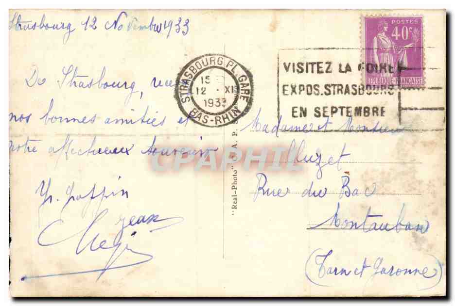 CPA Strasbourg Maison Kammerzell — Rückseite