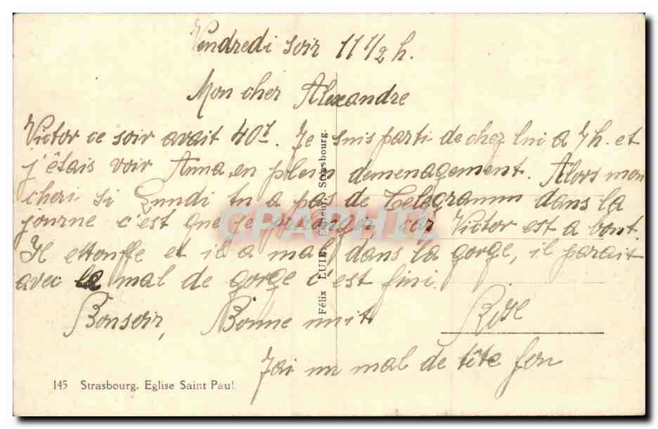 CPA Strasbourg Eglise St Paul — Rückseite