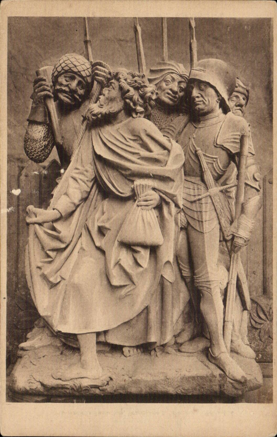 CPA Strasbourg Cathedrale GRoupe en bois du Mont des oliviers