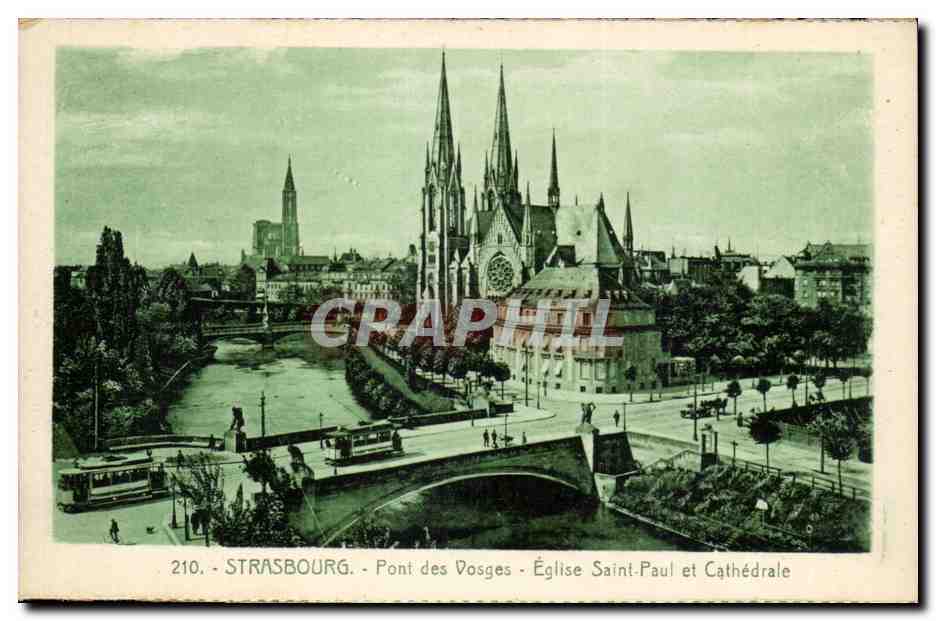 CPA Strasbourg Pont des Voges Eglise St paul et cathedrale