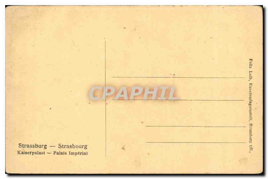 CPA Strasbourg Palais imperial — Verso