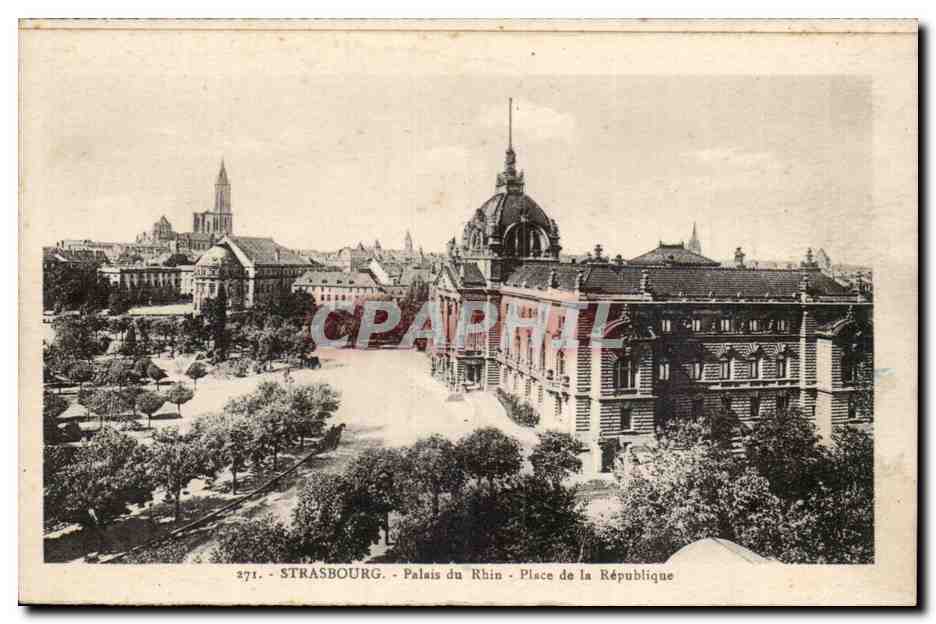 CPA Strasbourg Palais du rhine Place de la Republique