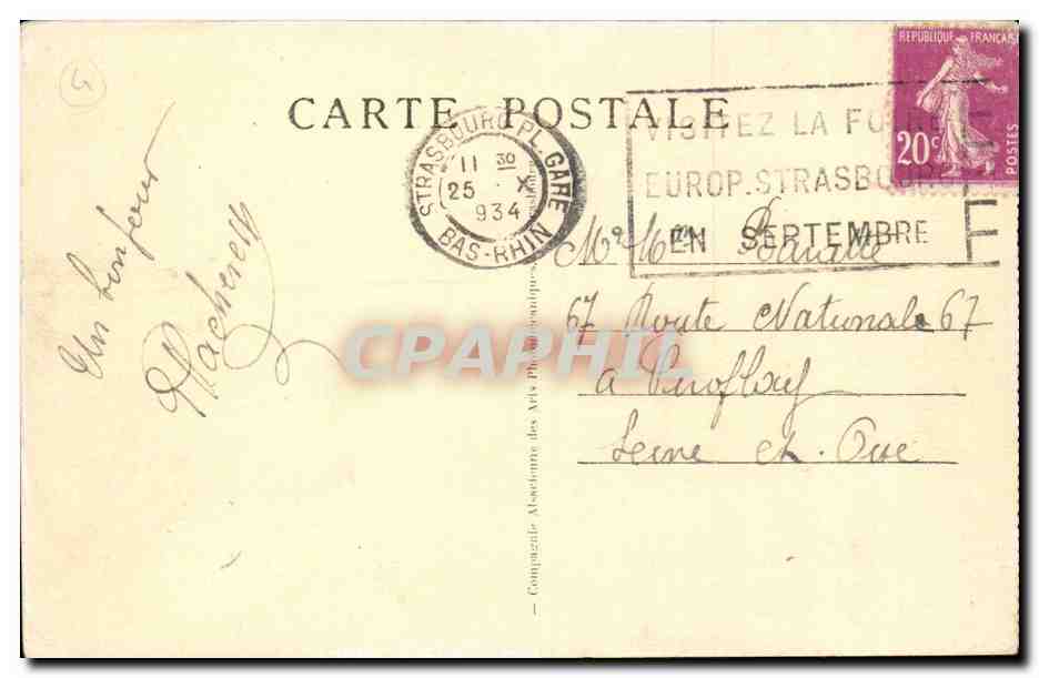 CPA Strasbourg Le pont de Kehl — Verso