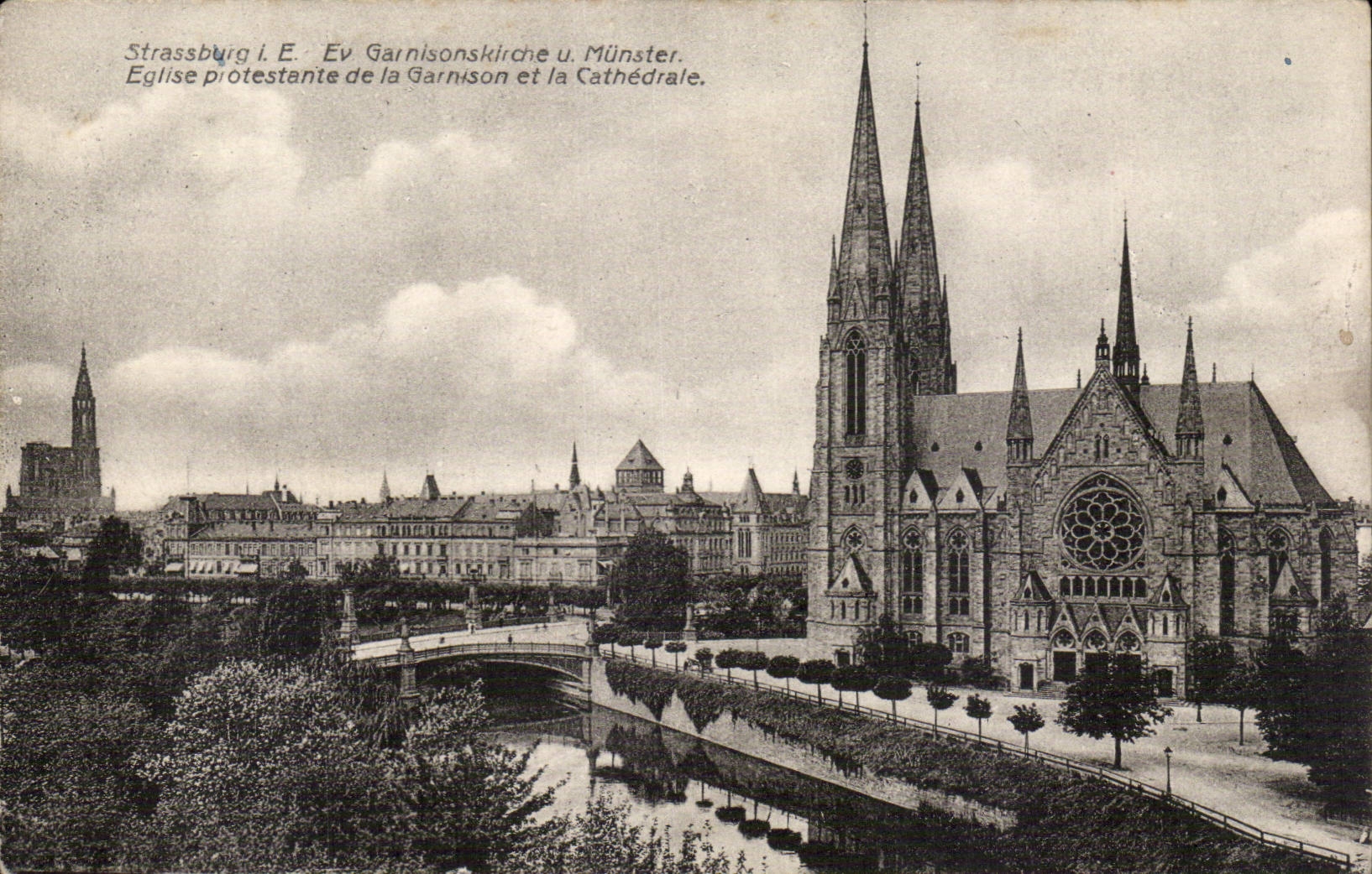 Strasbourg — Église protestante de la Garnison et la Cathédrale — Kunstverlag E. Hartmann, n° 71